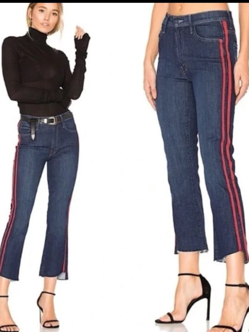 Simply Vera Vera Wang Dark Blue Cropped Jeans with Red Side Stripes SZ 8 NWOT